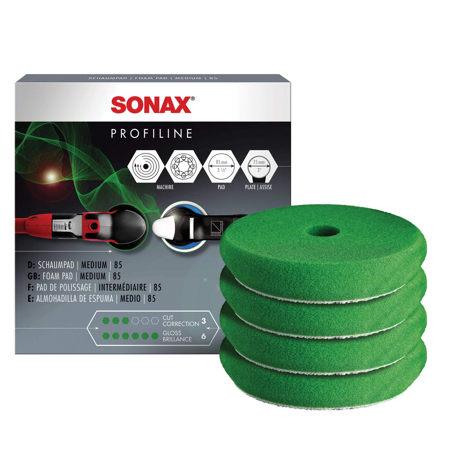 SONAX 3" Green Foam Polishing Pad